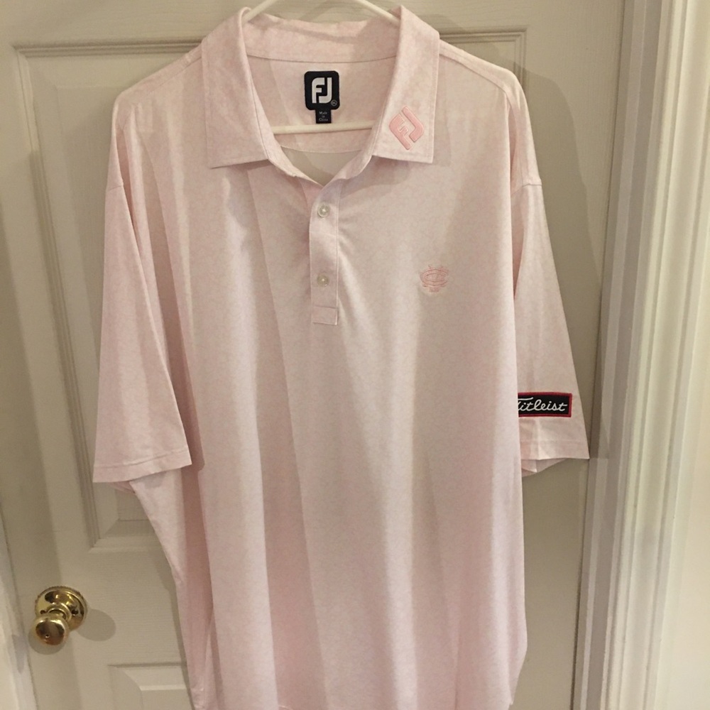 FootJoy/Titleist Men's Light Pink And White Floral Golf Polo Shirt Size 3XL